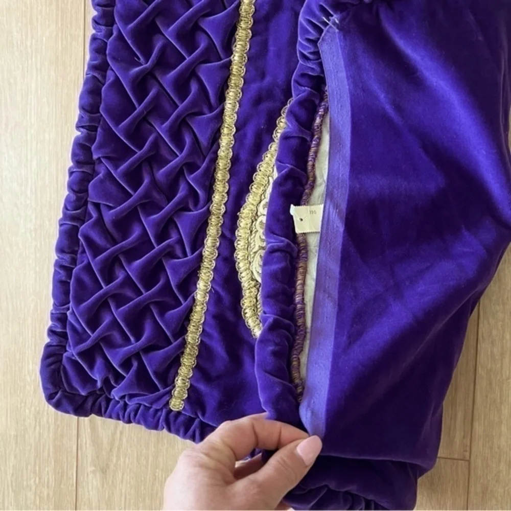 Vintage Purple Velvet & Tapestry Pillow Cover Sham